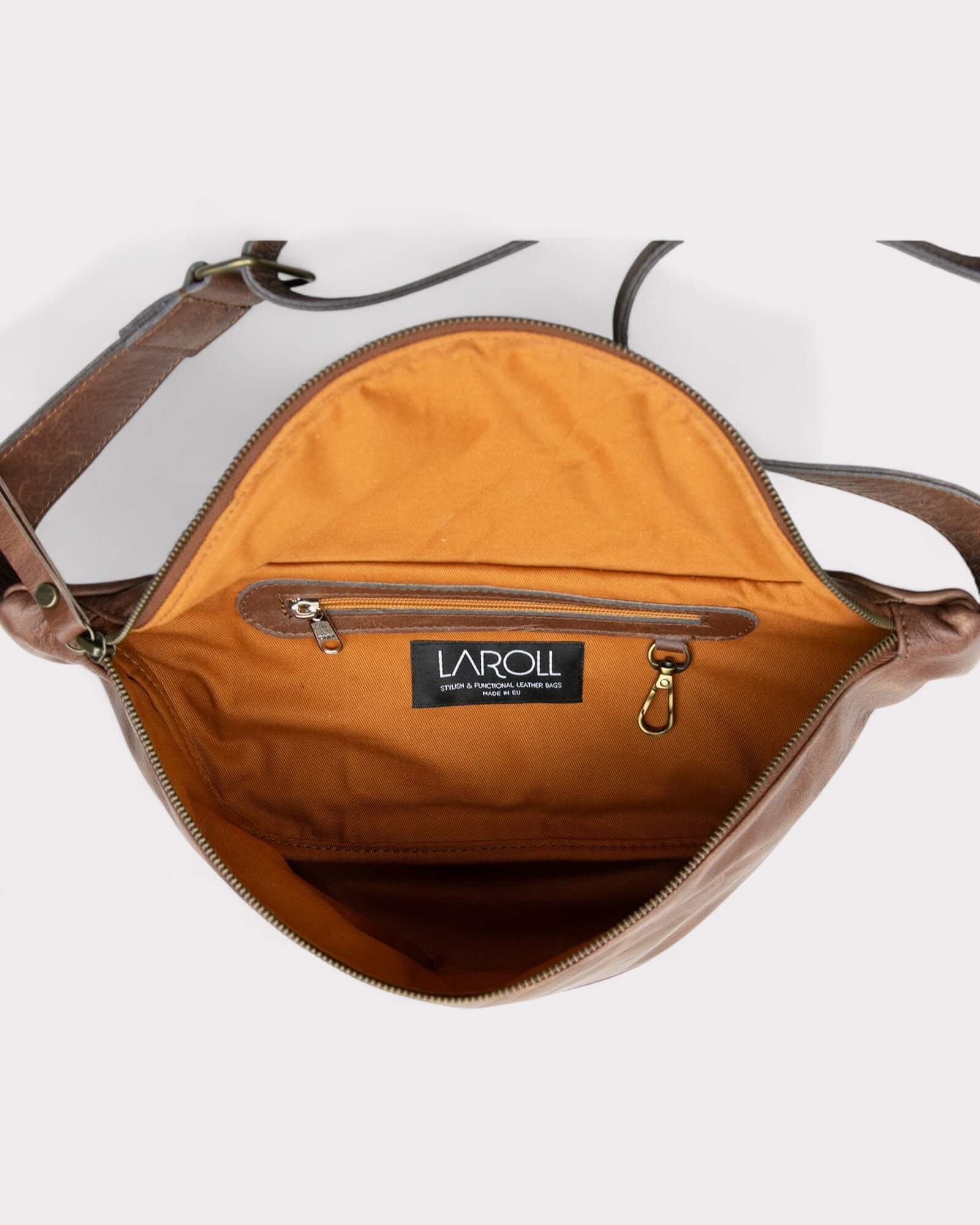 Medium Brown Distressed Leather Sling Bag - Unisex Fanny Pack