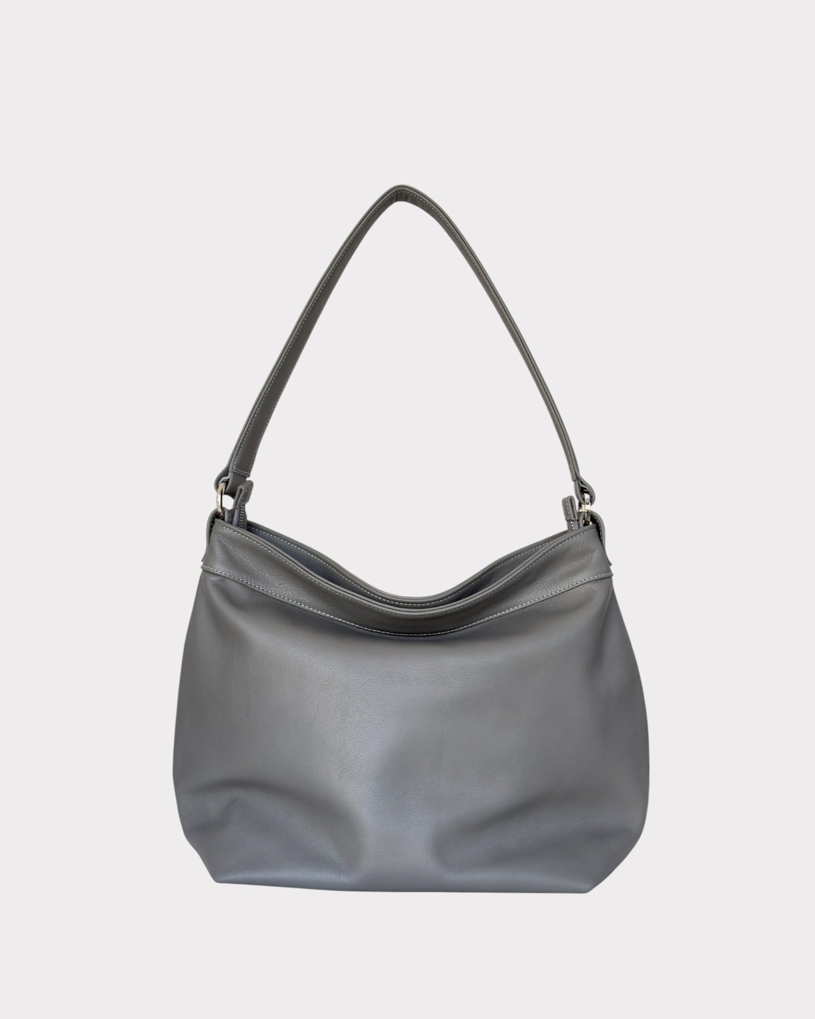 front body of grey medium hobo bag