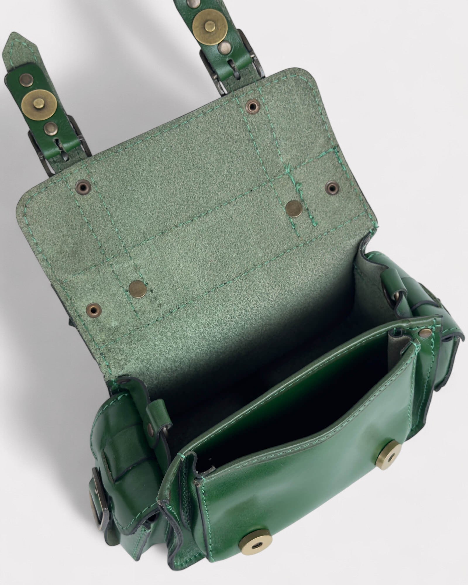interior capacity green satchel crossbody