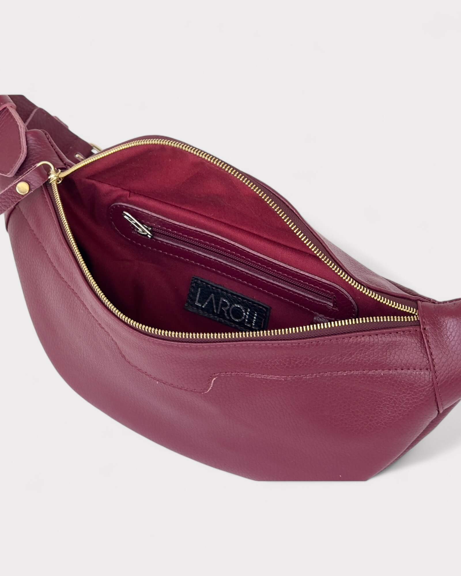 Medium Burgundy Leather Sling Bag - Slouchy Crossbody Fanny Pack