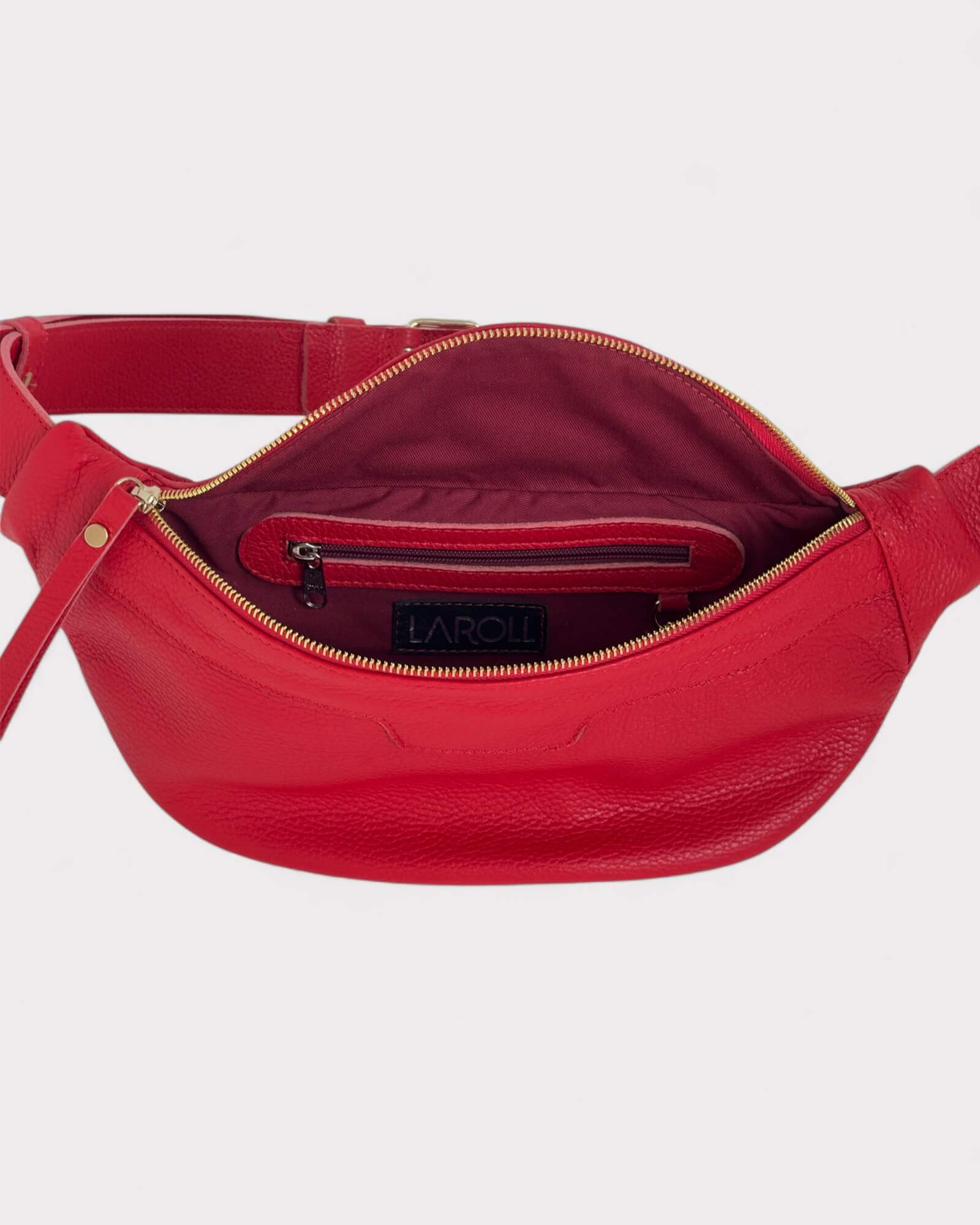 Medium Red Leather Sling Bag - Slouchy Crossbody Fanny Pack