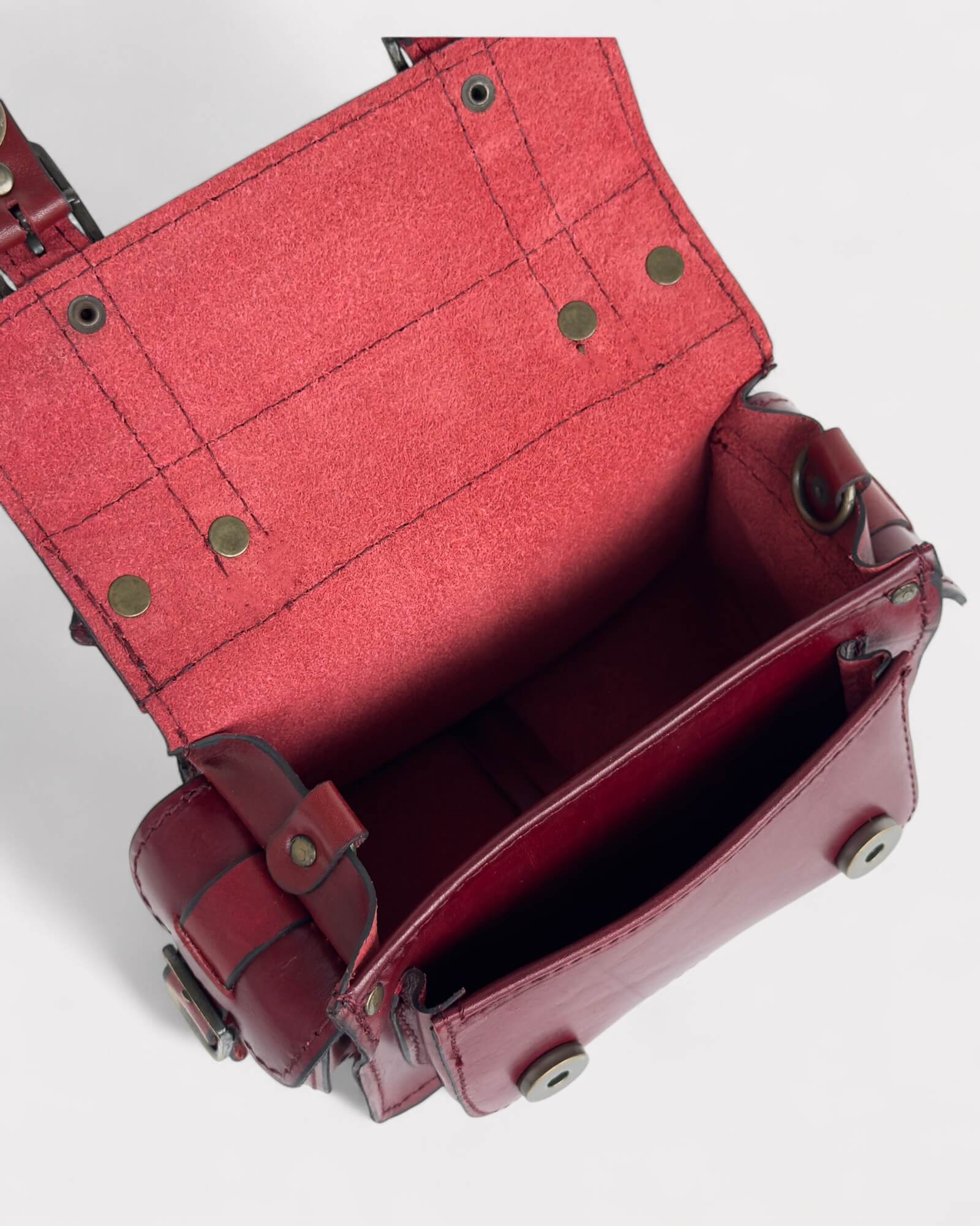 red crossbody satchel interior capacity