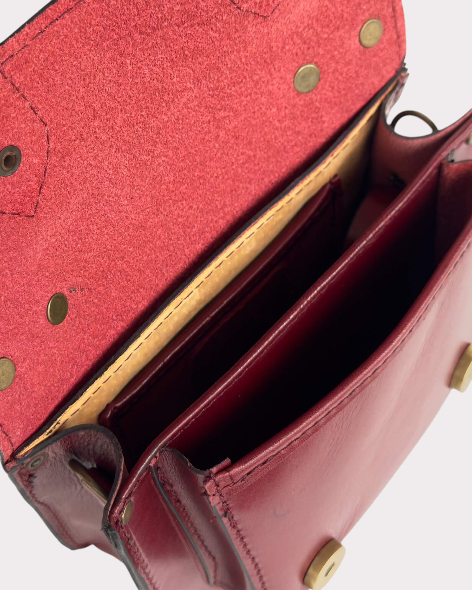 Mini Red Leather Satchel – Handmade Crossbody Bag