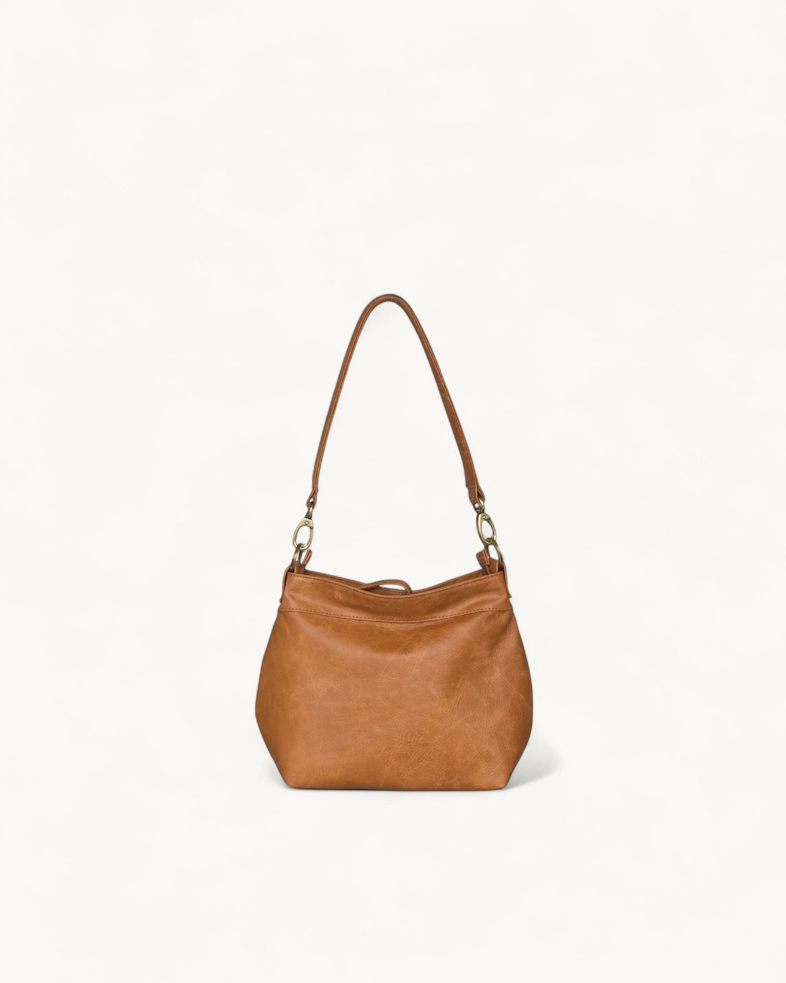 MAIN IMAGE TAN DISTRESSED LEATHER HOBO BAG