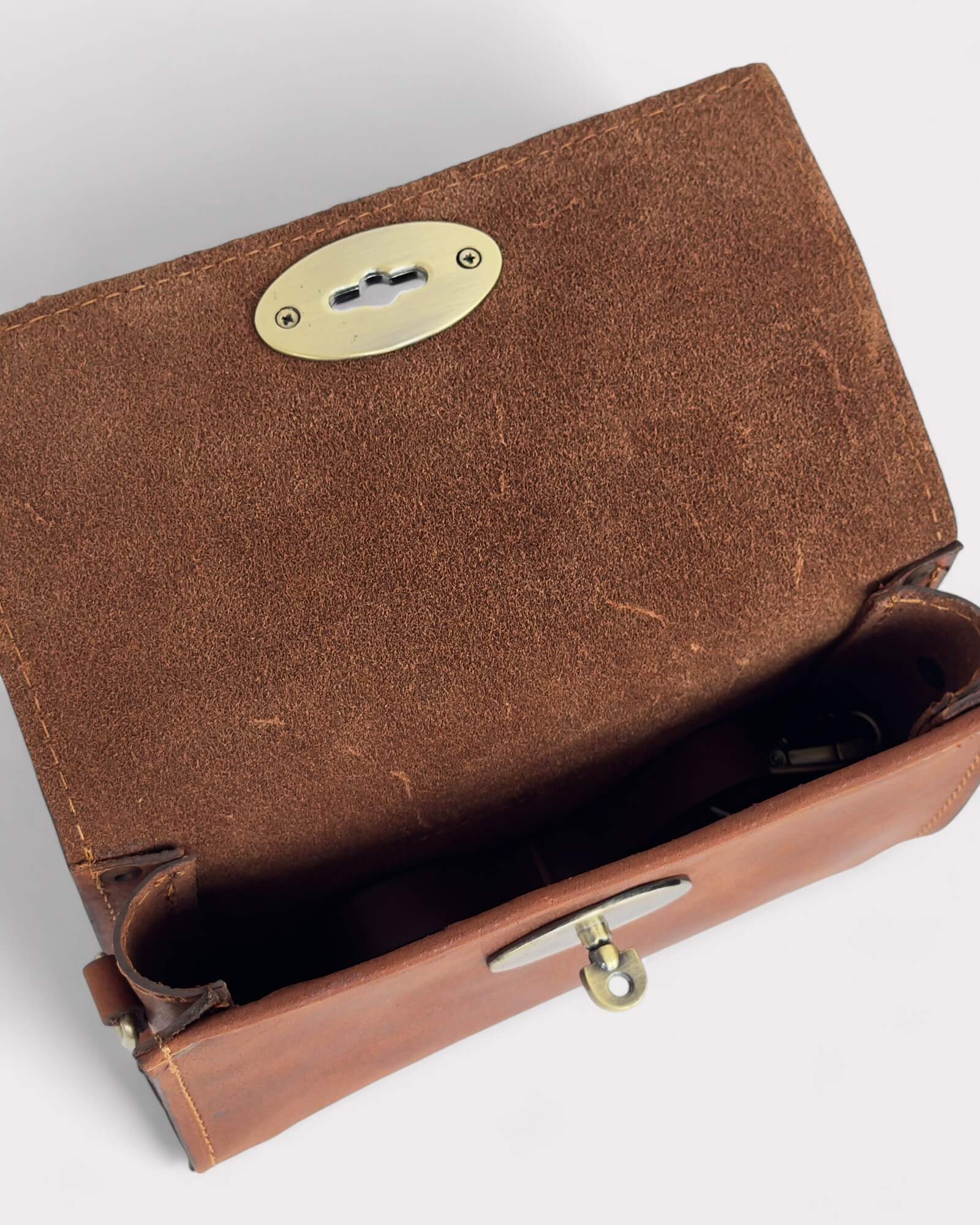 Mini Leather Brown Crossbody Clutch – Handmade Artisan Phone Purse