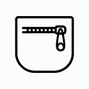 Outline of a pocket with a zipper on a white background