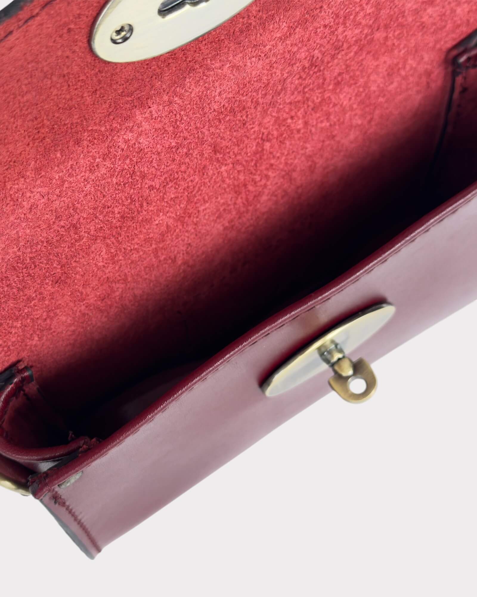 Mini Leather Burgundy-Red Crossbody Clutch – Handmade Artisan Phone Purse