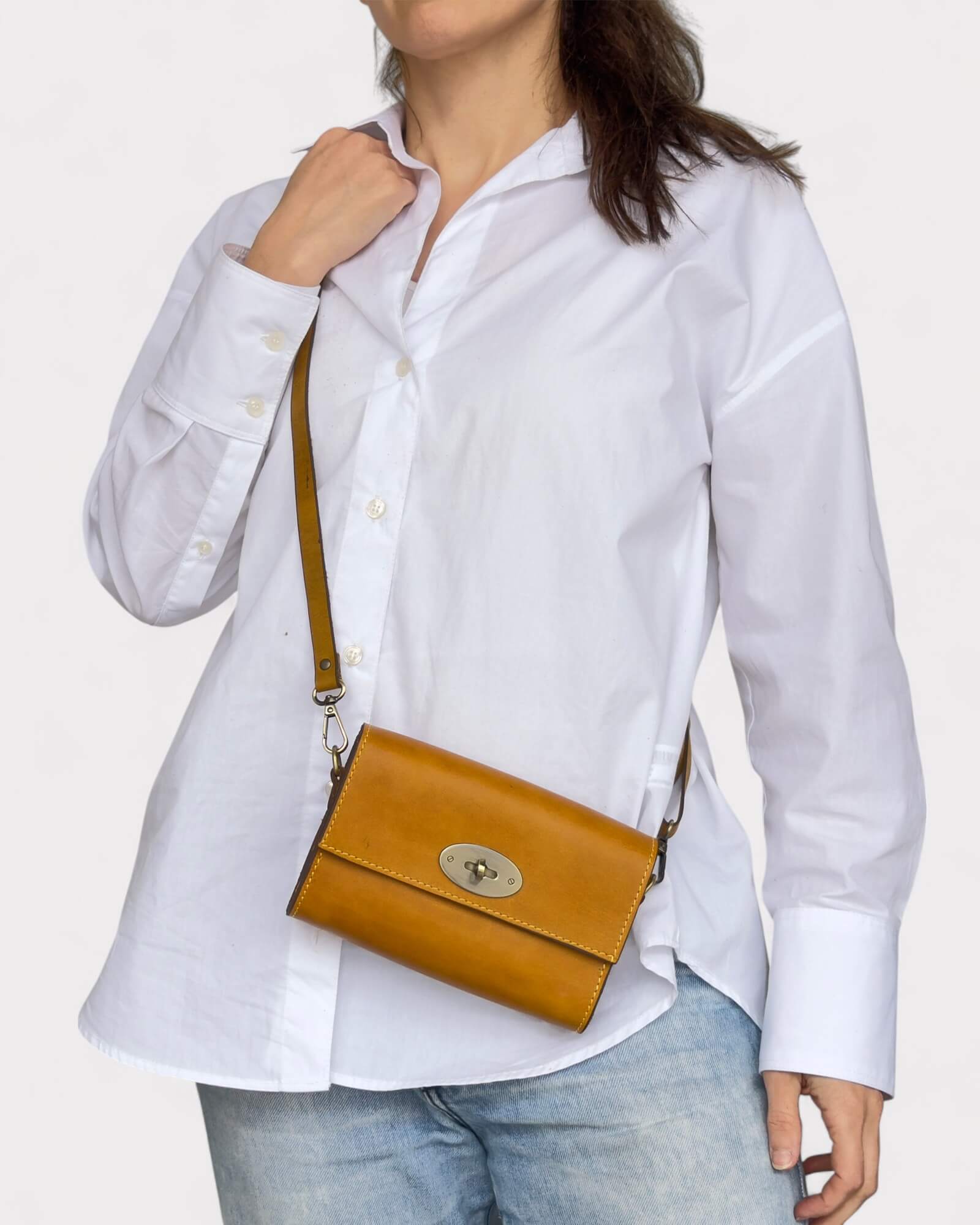 Μίνι Ταμπά Δερμάτινη Τσάντα Χιαστί – Χειροποίητη Τσάντα Κινητού 