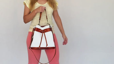 video of white bucket bag
