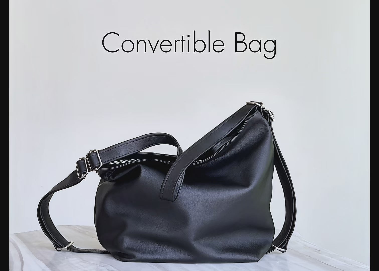 video of black convertible leather hobo bag vanessa