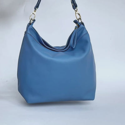video of dusty blue maria hobo bag