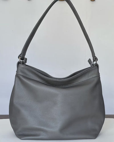 video of grey medium hobo bag