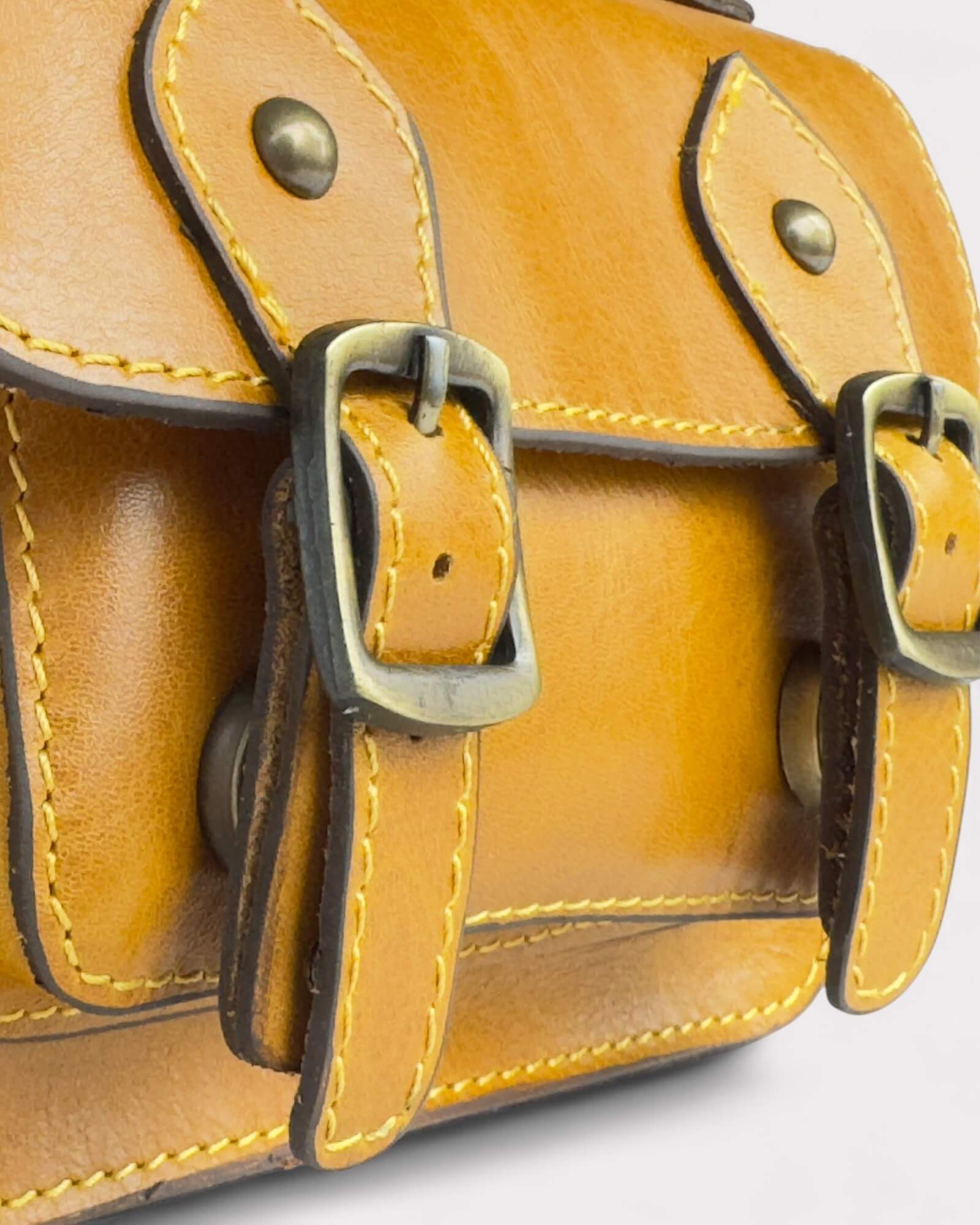 Mini Tan Leather Satchel – Handmade Crossbody Bag